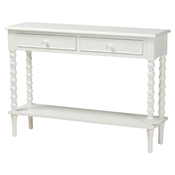 Baxton Studio Malinda Classic White Wood 2-Drawer Console Table with Spindle Legs